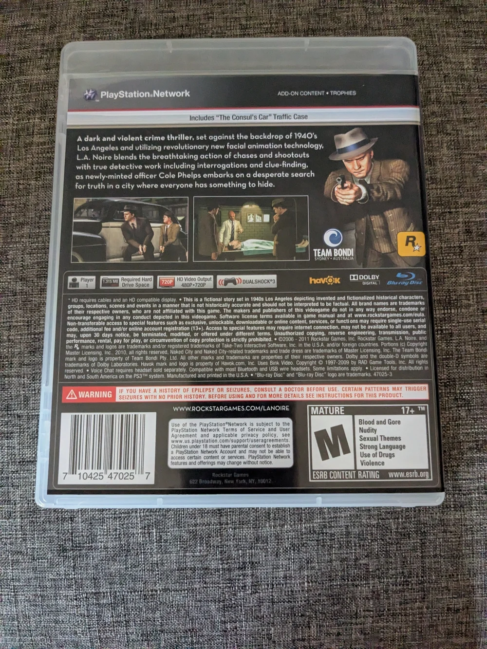 PS 3 L.A. Noire In Excellent Condition.